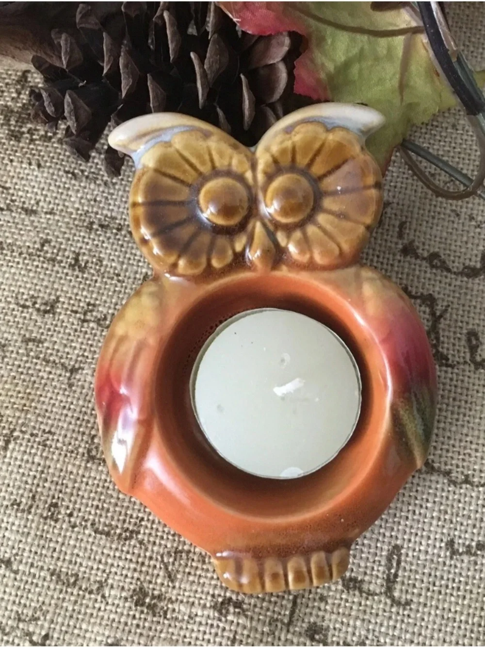 NEW OWL VOTIVE /TEALIGHT CANDLEHOLDERS  FALL/ AUTUMN /THANKSGIVING